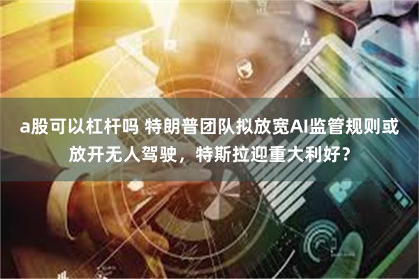 a股可以杠杆吗 特朗普团队拟放宽AI监管规则或放开无人驾驶，特斯拉迎重大利好？