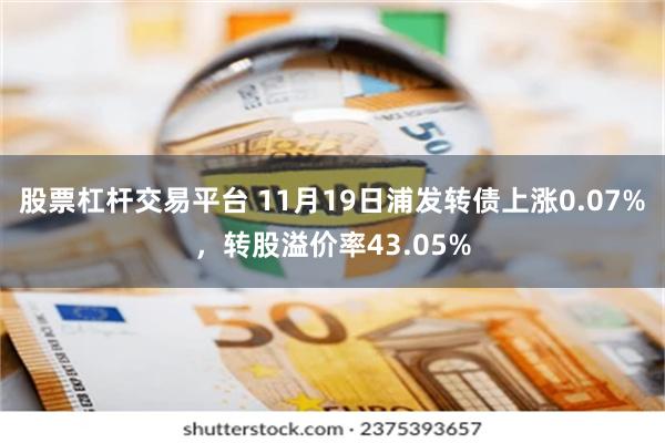 股票杠杆交易平台 11月19日浦发转债上涨0.07%，转股溢价率43.05%